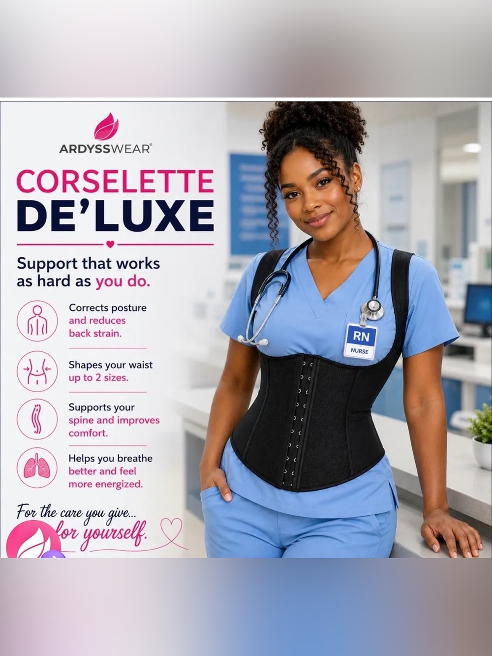 Ardyss Corselette Deluxe Black waist define and back support
